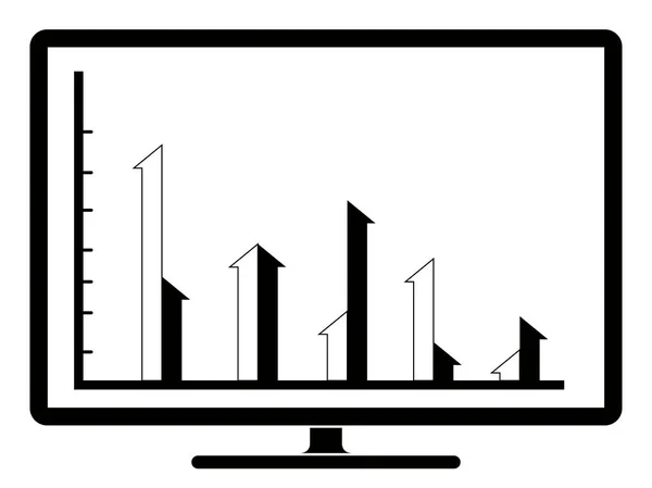 컴퓨터 화면에 비즈니스 그래프 — 스톡 벡터