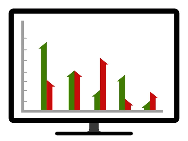 Farbige Geschäftsgrafik auf einem Computerbildschirm — Stockvektor