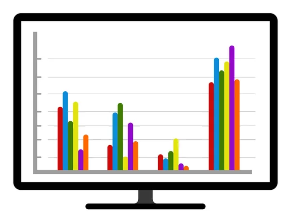 Colored business graph on a computer screen — Stock Vector