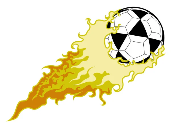 Balón de fútbol con efecto fuego — Vector de stock