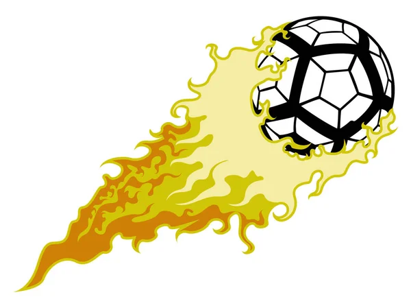 Soccer ball with a fire effect — Stock Vector