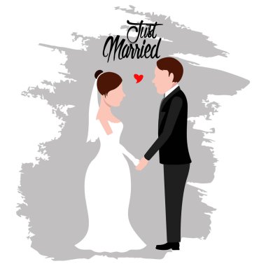 Damat ve gelin. Sadece evli çift