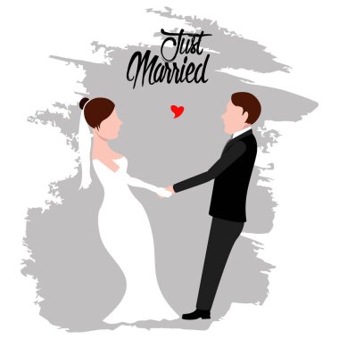 Damat ve gelin. Sadece evli çift