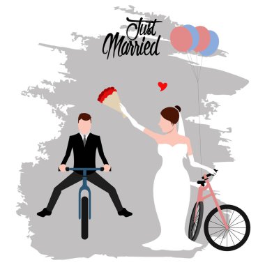 Gelin ve damat bisiklet. Sadece evli çift