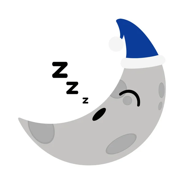 Asleep cute moon weather icon — Stock Vector