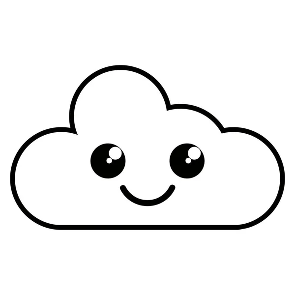 Pictogram van het weer gelukkig schattig wolk — Stockvector