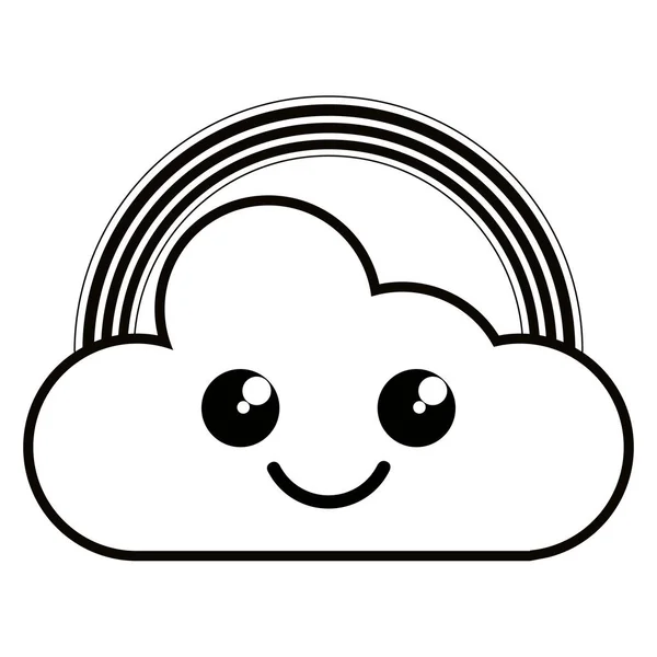 Gökkuşağı hava simgesi ile mutlu bulut — Stok Vektör