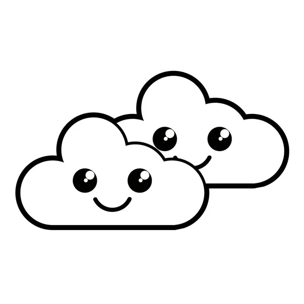 Ευτυχισμένος χαριτωμένο σύννεφα καιρικό εικονίδιο — Διανυσματικό Αρχείο