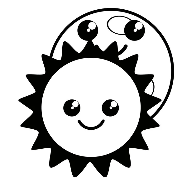 Luna feliz y sol icono del tiempo — Archivo Imágenes Vectoriales