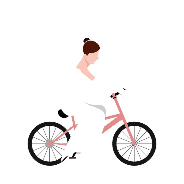 Novia aislada en bicicleta. Concepto de matrimonio — Vector de stock