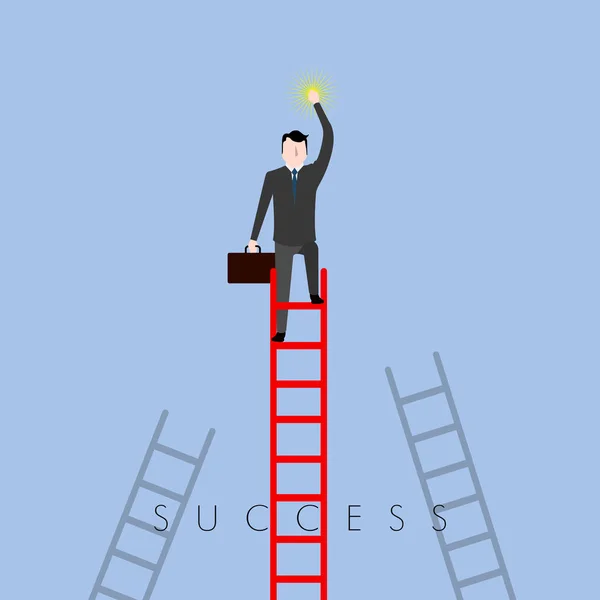 Businessman on a ladder. Success business — Stock Vector