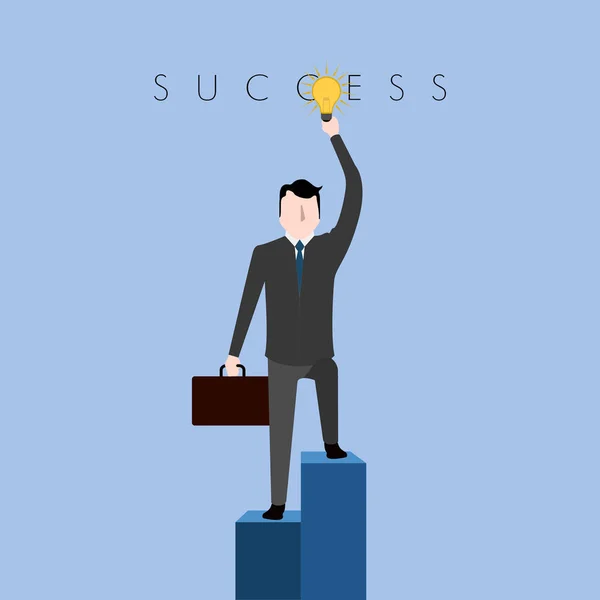 Businessman holding a lightbulb. Success business — Stock Vector