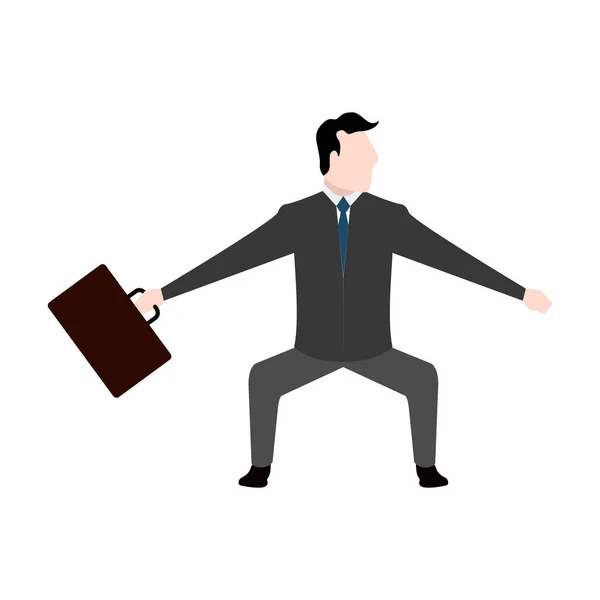 Homme d'affaires isolé tenant une icône de valise — Image vectorielle