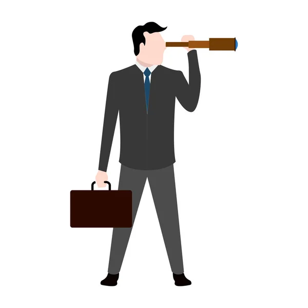 Hombre de negocios aislado sosteniendo un icono de maleta — Vector de stock
