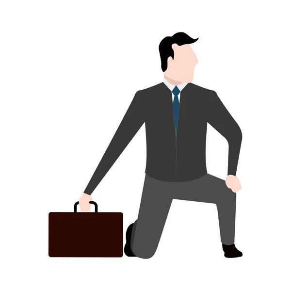 Homme d'affaires isolé tenant une icône de valise — Image vectorielle