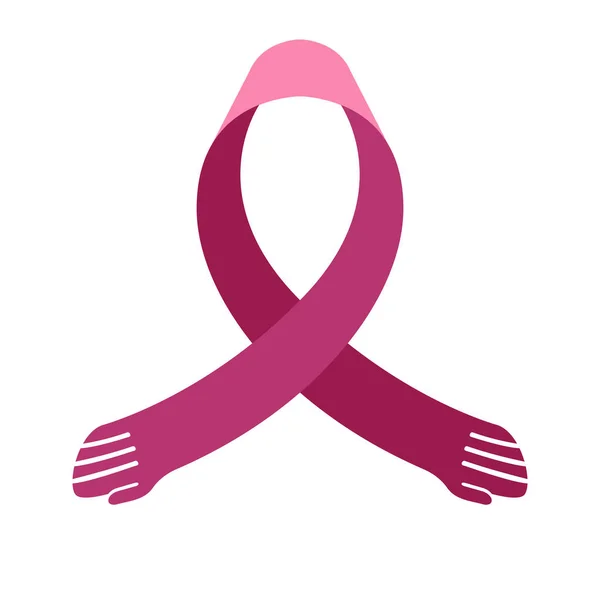 Na białym różowa wstążka. Kampania przeciwko rakowi piersi — Wektor stockowy
