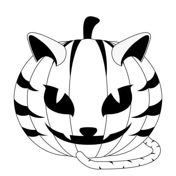 Calabaza de Halloween con forma de gato — Vector de stock