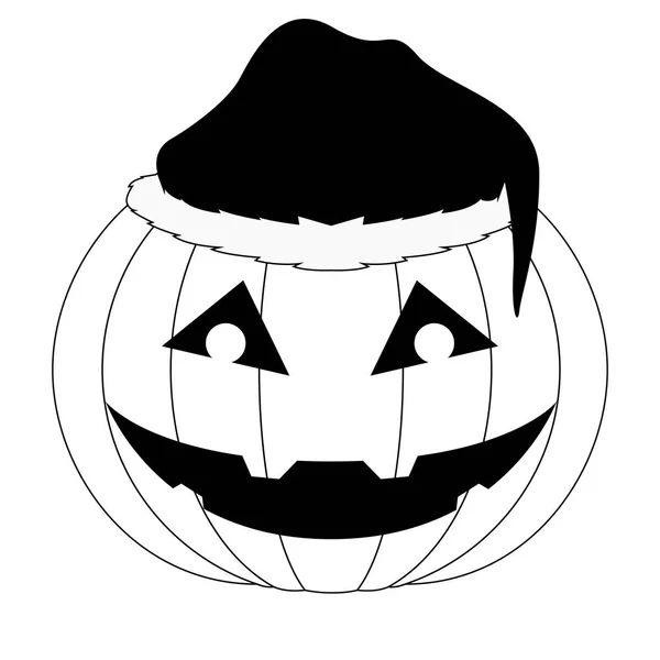 Citrouille d'Halloween avec une icône de chapeau de Noël — Image vectorielle