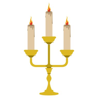 Yanan mumlar ile izole şamdan