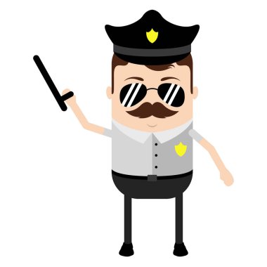 İzole şirin polis karakter karikatür