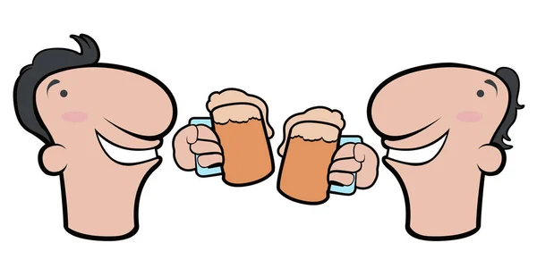 Çizgi film karakterleri ile bira bardağı çifti — Stok Vektör