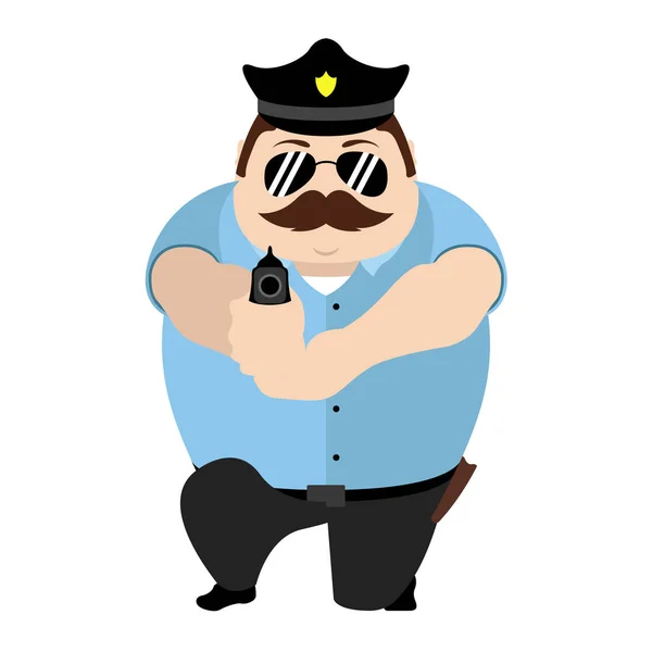 Isolé personnage mignon de bande dessinée de la police — Image vectorielle