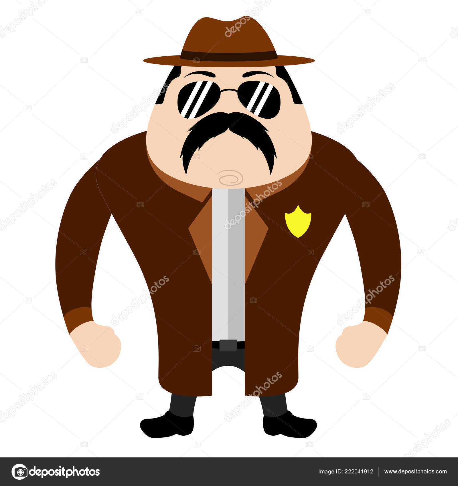 Isolated Cute Detective Cartoon Character Stock Vector
