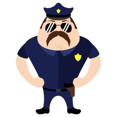 İzole şirin polis karakter karikatür