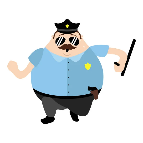 Karakter kartun polisi yang terisolasi - Stok Vektor