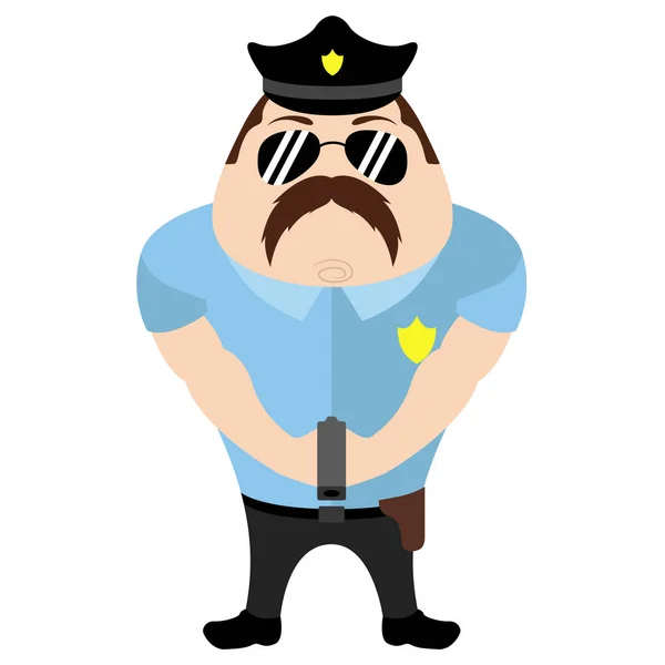 Personaje de dibujos animados de policía lindo aislado — Vector de stock