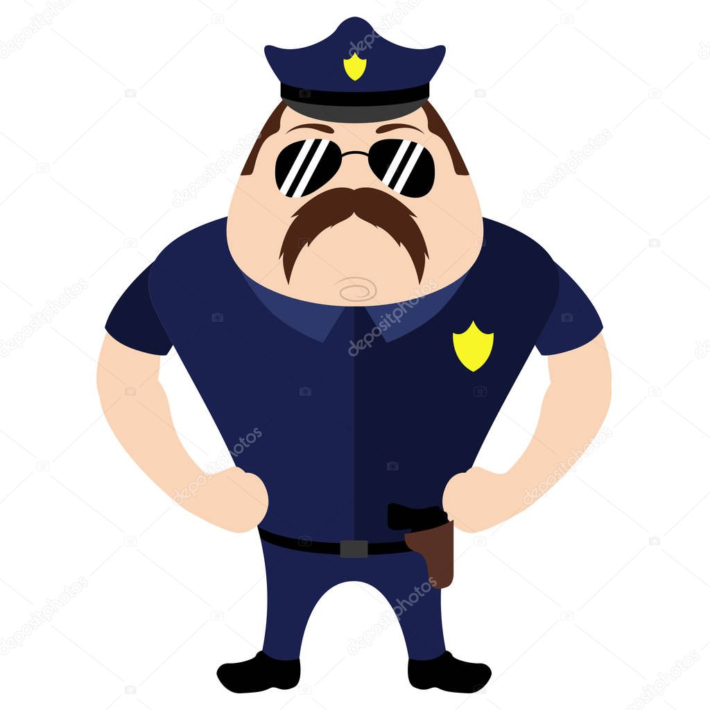Isolated cute police cartoon character