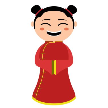 İzole geleneksel Asya çizgi film karakteri