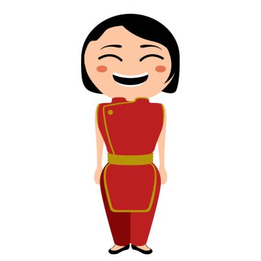 İzole geleneksel Asya çizgi film karakteri