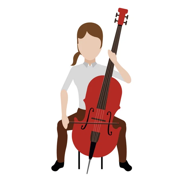 Avatar feminino tocando violoncelo — Vetor de Stock