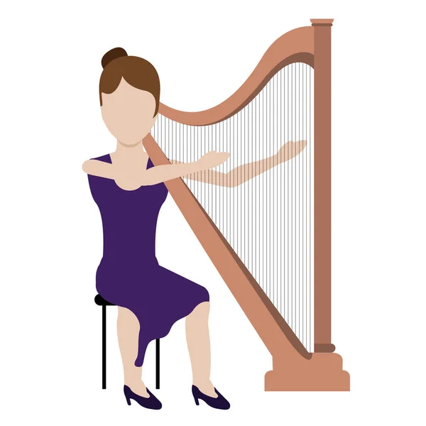 Vrouwelijke avatar een harp spelen — Stockvector