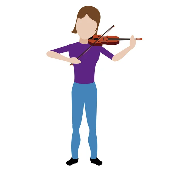 Avatar feminino tocando violino — Vetor de Stock