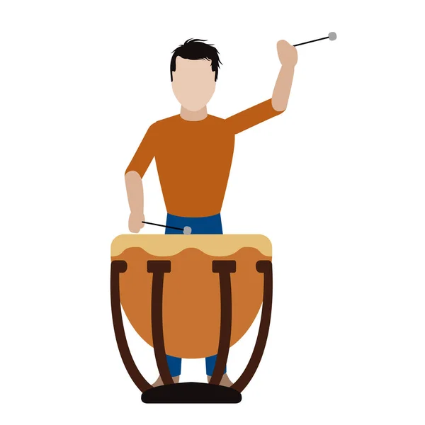 Manlig avatar spela trummor — Stock vektor