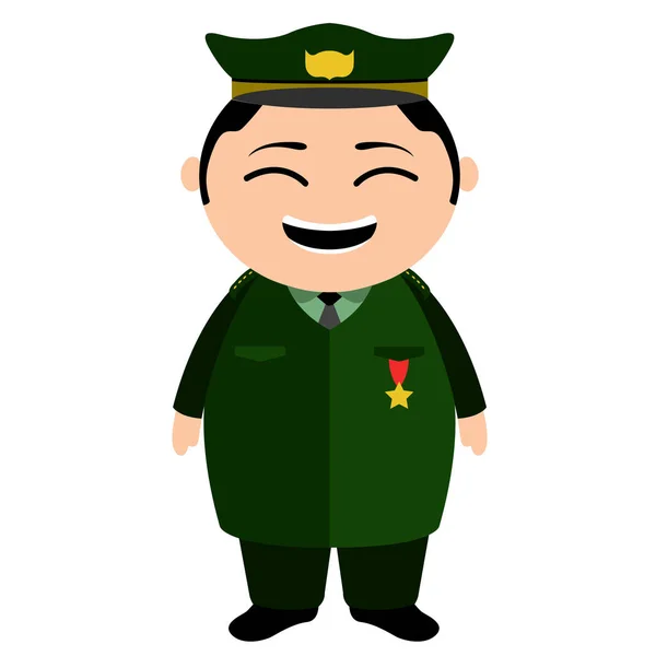 Ασιατικές στρατιωτική καπετάνιος χαρακτήρα κινουμένων σχεδίων — Διανυσματικό Αρχείο