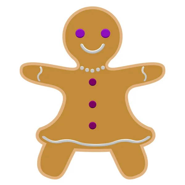 İzole mutlu Noel zencefilli kurabiye — Stok Vektör