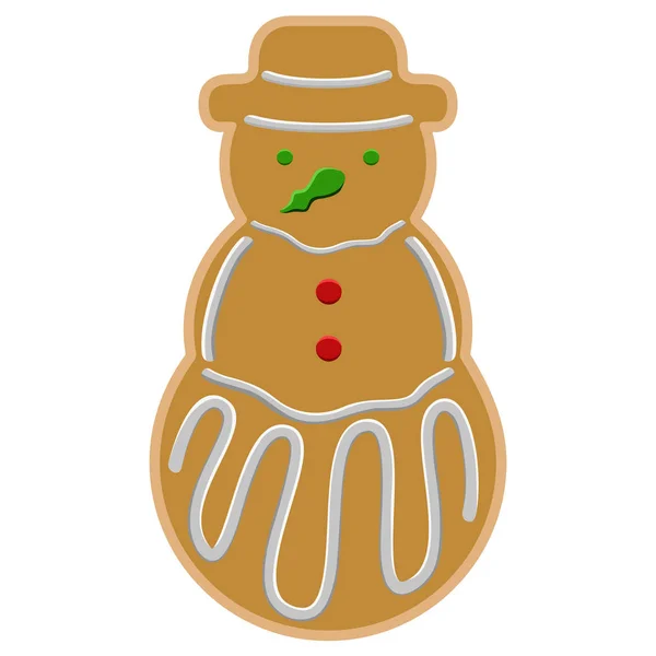 Biscoito de gengibre de boneco de neve de Natal — Vetor de Stock