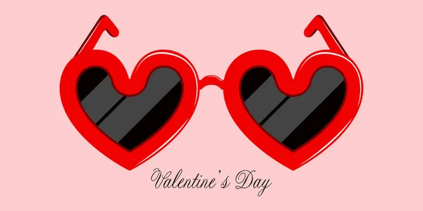 Herzförmige Brillen. Valentinstag — Stockvektor