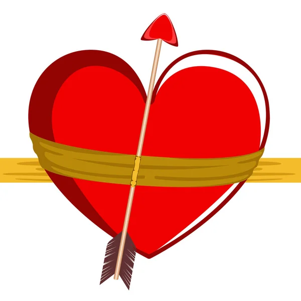 Сердце, завернутое стрелой Купидона — стоковый вектор