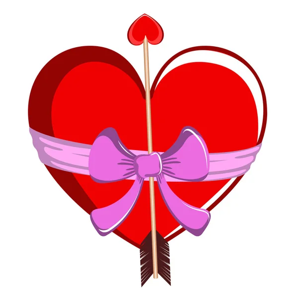 Forma di cuore avvolto con una freccia cupida — Vettoriale Stock