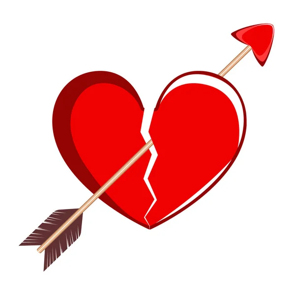 Corazón roto con una flecha de Cupido. San Valentín — Vector de stock