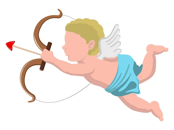 Ange Cupidon isolé avec un arc — Image vectorielle