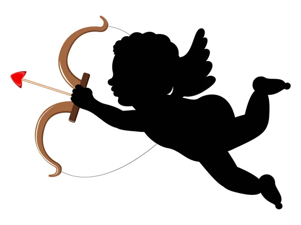 Silhouette of a cupid angel — Stock Vector