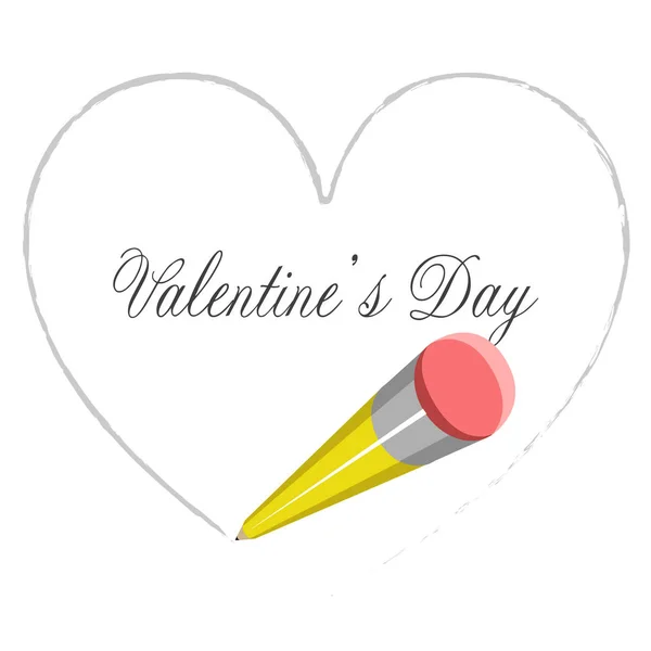 Pencil drawing a heart shape. Valenitne day — Stock Vector