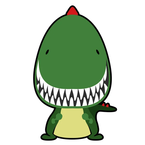 Personaje de dibujos animados dinosaurio lindo aislado — Vector de stock