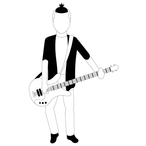 Avatar masculin jouant une guitare électrique — Image vectorielle