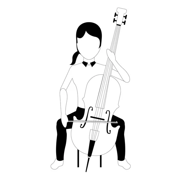 Weiblicher Avatar spielt ein Cello — Stockvektor